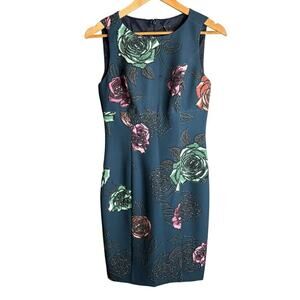 Black Halo Floral Sheath Dress Navy Size 4 NWT